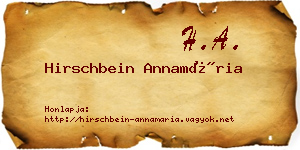 Hirschbein Annamária névjegykártya